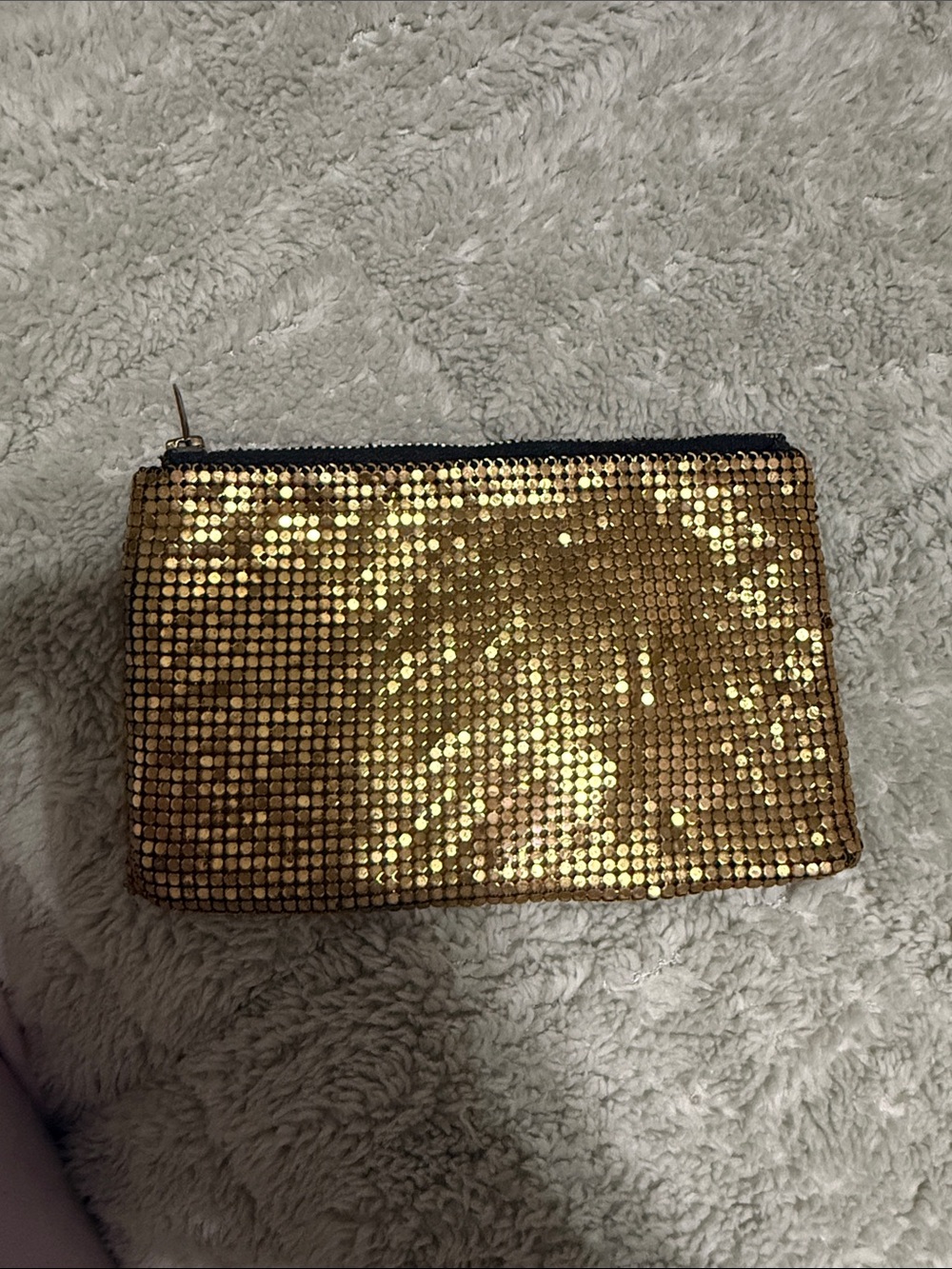 Whiting & Davis Vintage Gold Sequin Zip Pouch Wallet - Women Bags